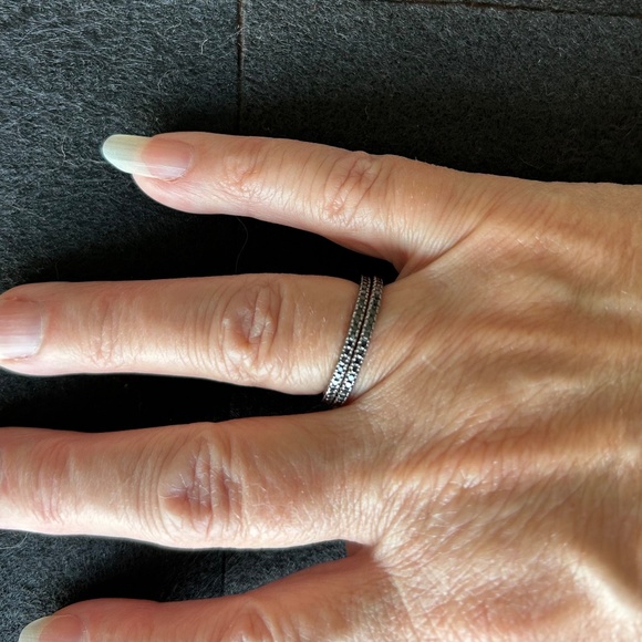 Black Cubic Zirconia Eternity Ring Set - Picture 1 of 2